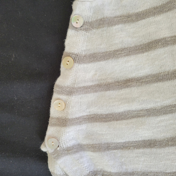Eileen Fisher Striped Organic Linen Cotton Blend Sweater white Gray NWOT Size 1X - Picture 8 of 13
